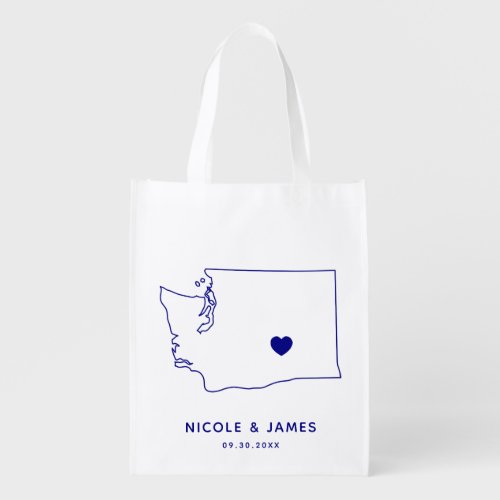 Washington Wedding Welcome Bag Navy Map Tote