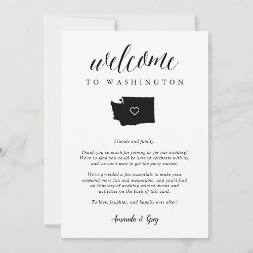Washington Wedding Welcome Letter  Itinerary