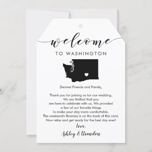 Washington Wedding Welcome Tag Letter  Itinerary