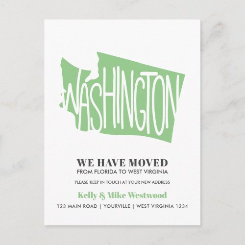 WASHINGTON Weve moved New address New Home  Postcard