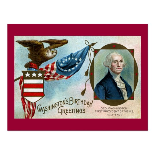 Washington's Birthday Greetings Postcard