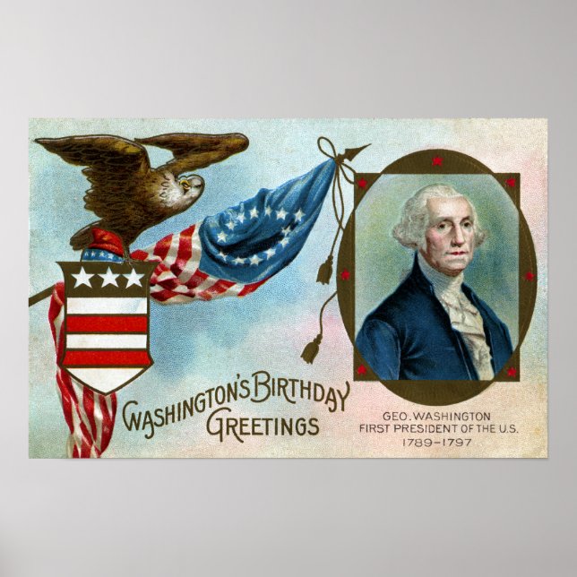 Washington's Birthday Greetings Poster (Front)