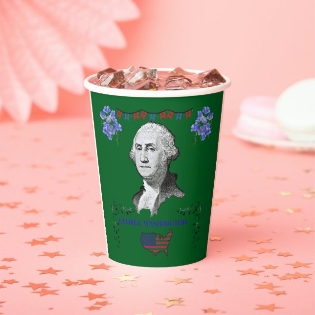 Washington's Contribution forest green Paper Cups (Insitu)