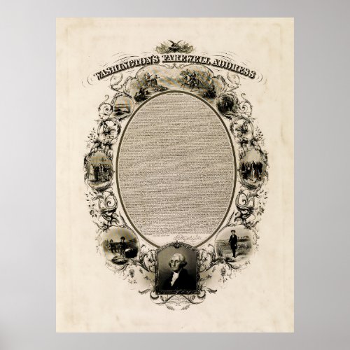 Washingtons Farewell Address 1856 Poster