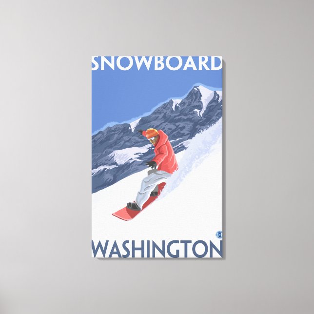 WashingtonSnowboarding Vintage Travel Poster Canvas Print (Front)