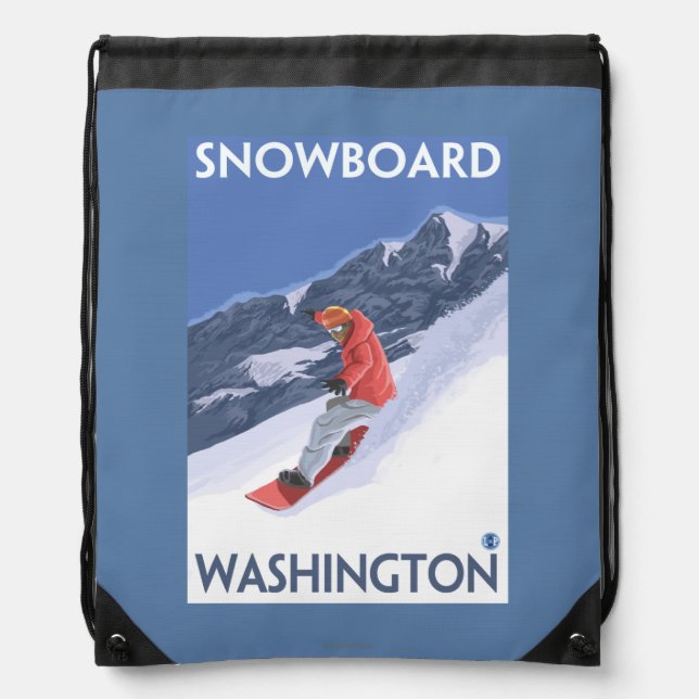 WashingtonSnowboarding Vintage Travel Poster Drawstring Bag (Front)