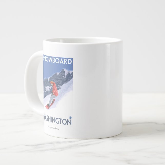 WashingtonSnowboarding Vintage Travel Poster Giant Coffee Mug (Front Left)