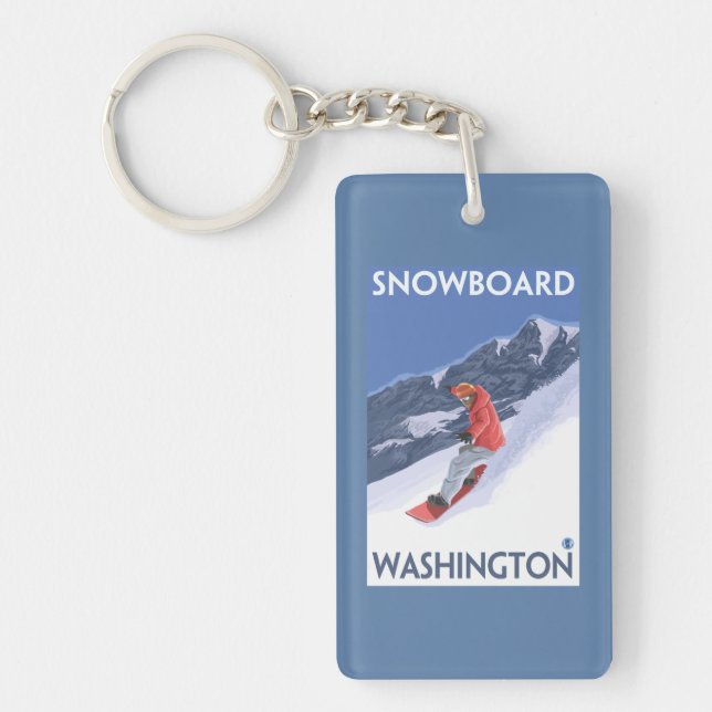 WashingtonSnowboarding Vintage Travel Poster Keychain (Front)