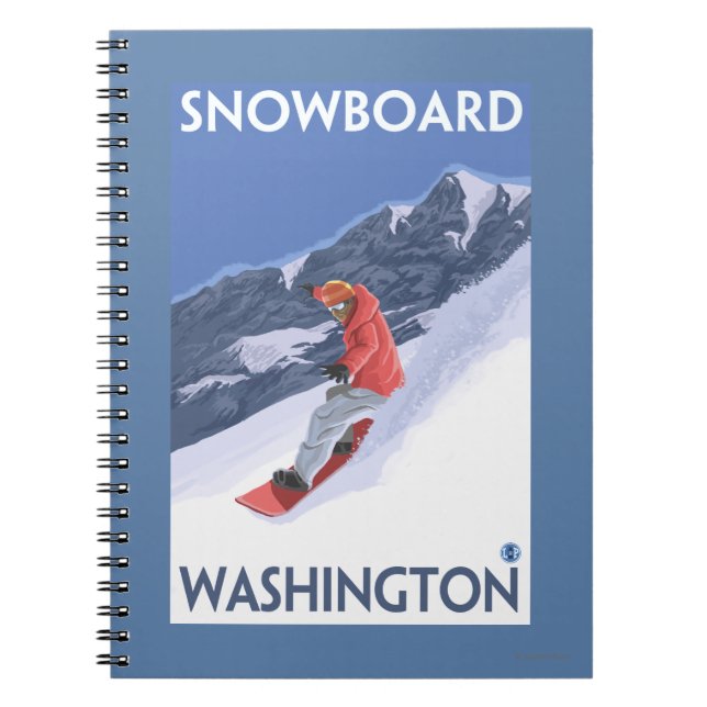 WashingtonSnowboarding Vintage Travel Poster Notebook (Front)
