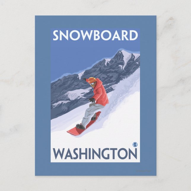 WashingtonSnowboarding Vintage Travel Poster Postcard (Front)