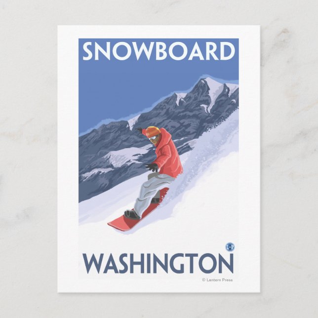 WashingtonSnowboarding Vintage Travel Poster Postcard (Front)