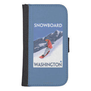 WashingtonSnowboarding Vintage Travel Poster Samsung S4 Wallet Case