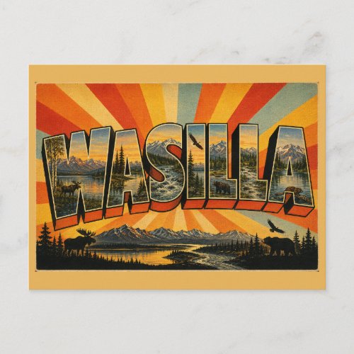 Wasilla Alaska Glacial Lake Mountain Art Postcard