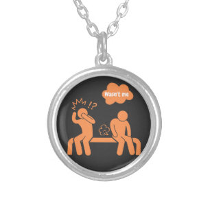 wasn't me, i don't fart silver plated necklace