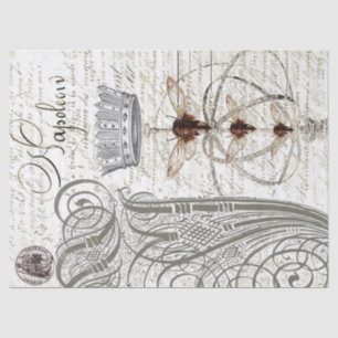 Wasp Ephemera Script Decoupage Tissue Paper