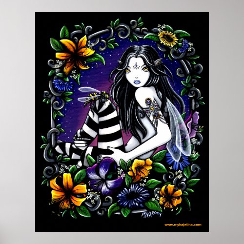 Wasp Fae Gothic Flower Fairy Poster