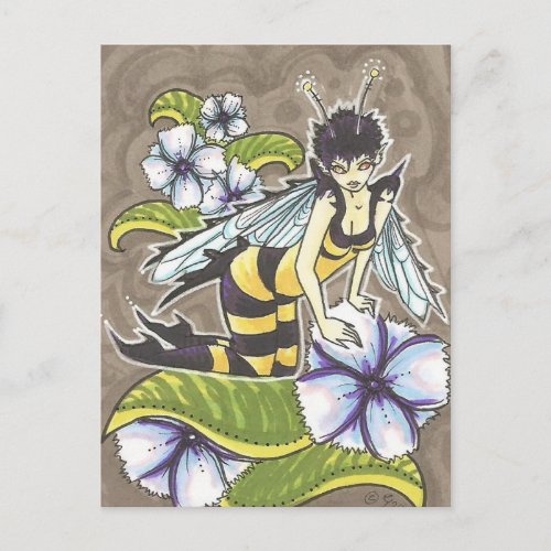 Wasp Fairy Cartoon Fantasy Art Postcard Print