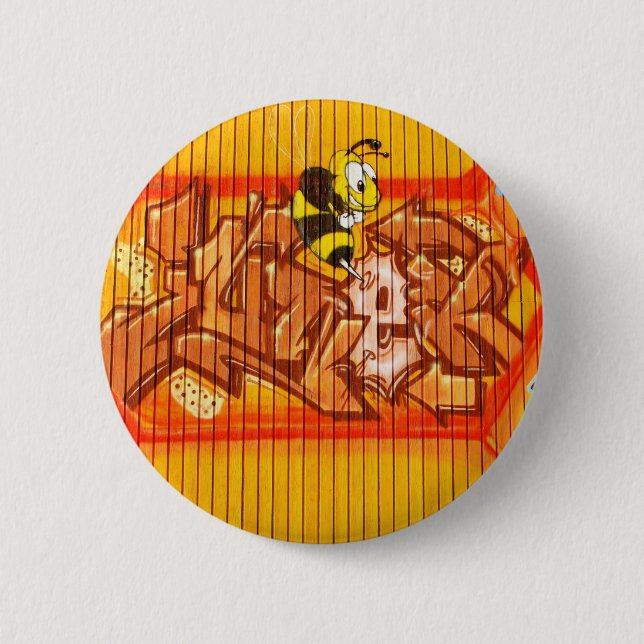 Wasp Graffiti Wall Pinback Button (Front)