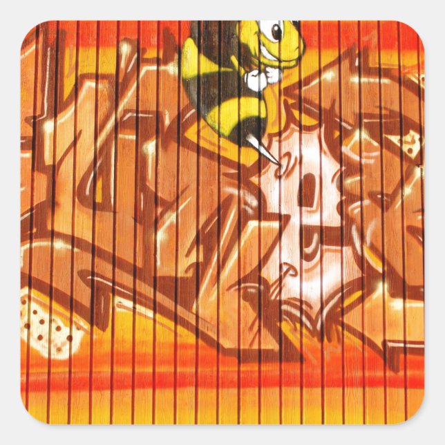 Wasp Graffiti Wall Square Sticker (Front)