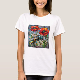 Wasp hornet bee stained glass poppy flower insect T-Shirt
