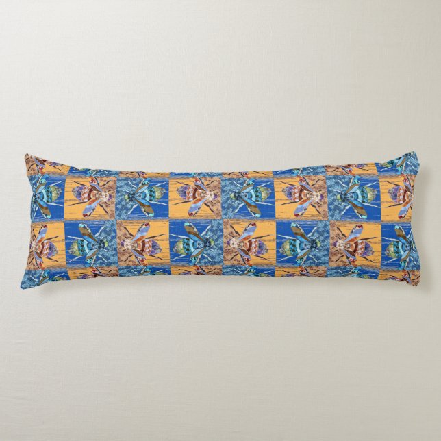 Wasp Patchwork Style Textile Pattern Body Pillow (Front)