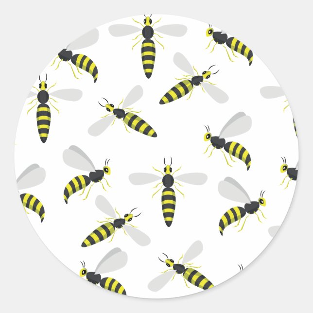 Wasp pattern classic round sticker (Front)