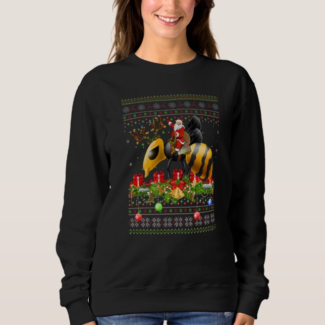 Wasp  Ugly Santa Riding Wasp Christmas Sweatshirt (Front)