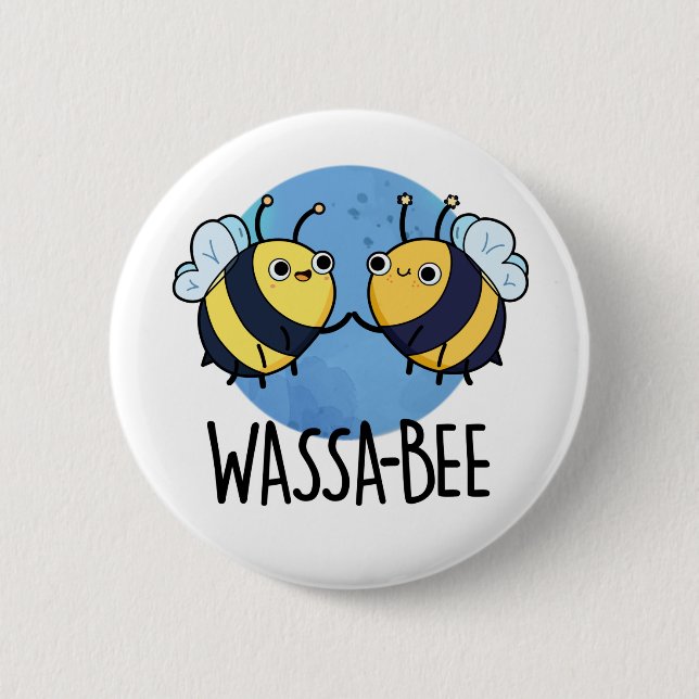 Wassabee Funny Wasabi Bee Pun Button (Front)