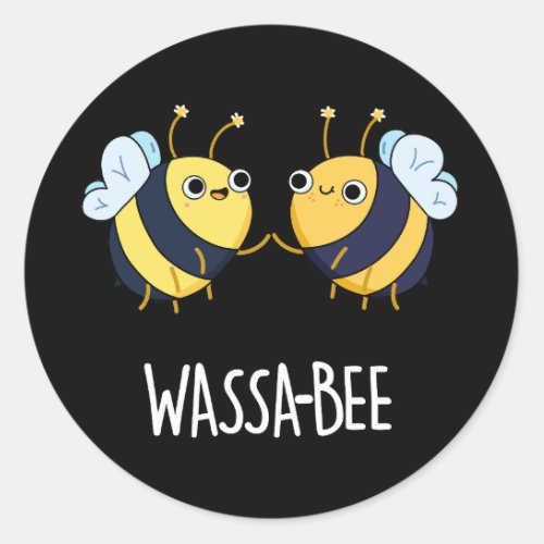 Wassabee Funny Wasabi Bee Pun Dark BG Classic Round Sticker