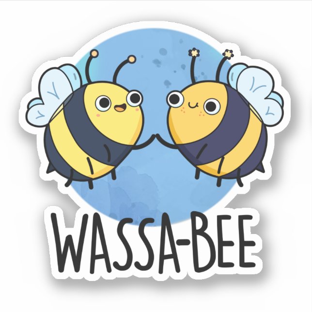 Wassabee Funny Wasabi Bee Pun Sticker (Front)