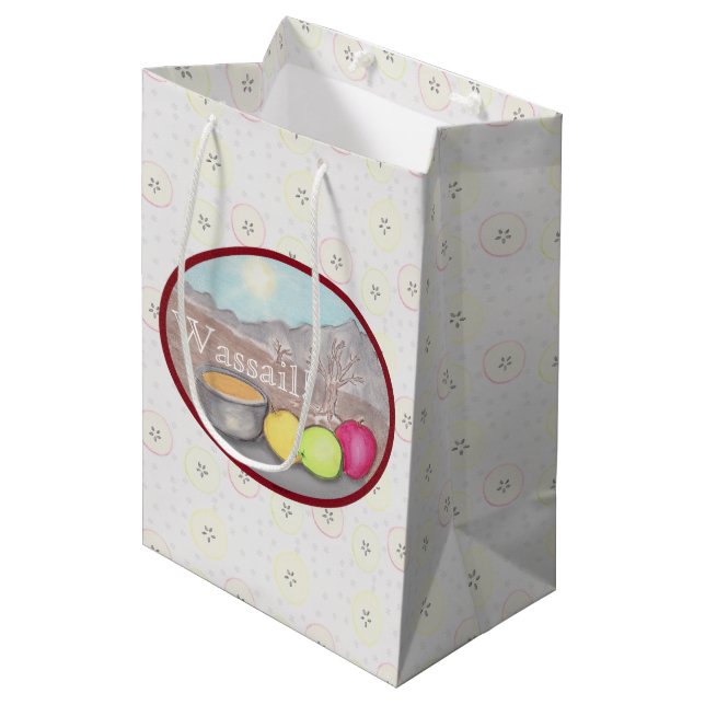 Wassail Apples Yule Solstice Medium Gift Bag (Front Angled)