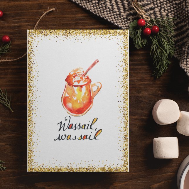 Wassail Recipe Gold Hand-Drawn Traditional Card (Creator Uploaded)