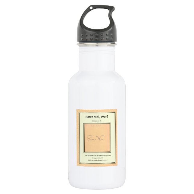 Wasserflasche: "Ratet Mal, Wer? Skizzenbuch #6" Water Bottle (Front)