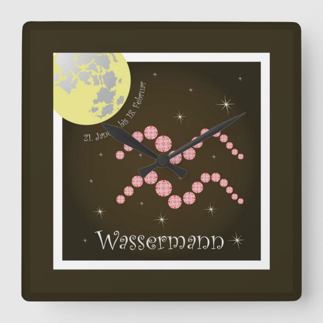 Wassermann 21. Januar bis 18. Februar Uhr Square Wall Clock (Front)