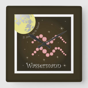 Wassermann 21. Januar bis 18. Februar Uhr Square Wall Clock