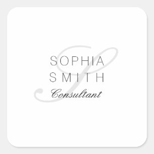 Wassermarke Minimalist Monogram Elegant Consultant Square Sticker