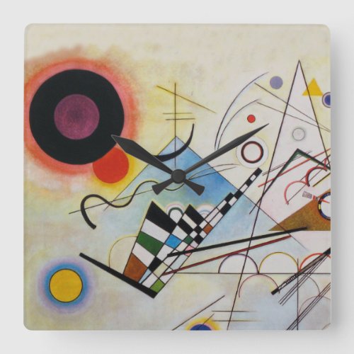 Wassily Kandinsky _ Composition 8 _ Functional Art Square Wall Clock