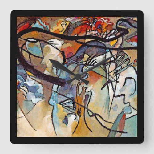 Wassily Kandinsky _ Composition Five Abstract Art Square Wall Clock