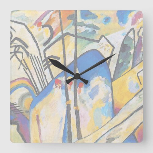 Wassily Kandinsky Composition Four _ Abstract Art Square Wall Clock