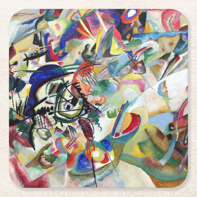 WASSILY KANDINSKY - Composition VII 1913 Square Paper Coaster (Front)