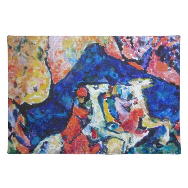 Wassily Kandinsky horse rider blue mountains Placemat (Front)
