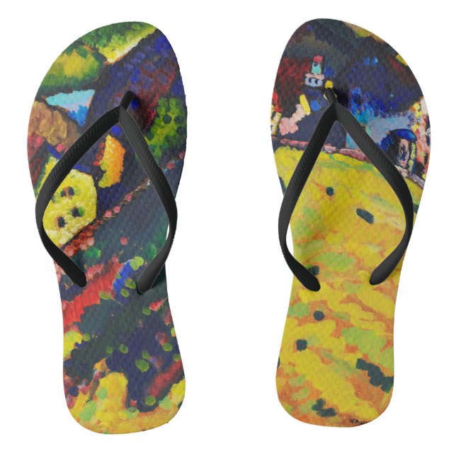Wassily Kandinsky Houses at Murnau. Expressionism Flip Flops (Footbed)