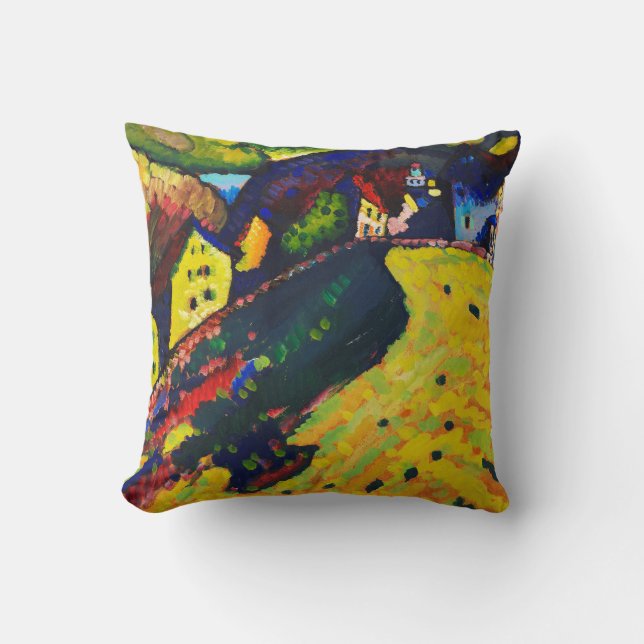 Wassily Kandinsky Houses at Murnau. Expressionism Throw Pillow (Front)