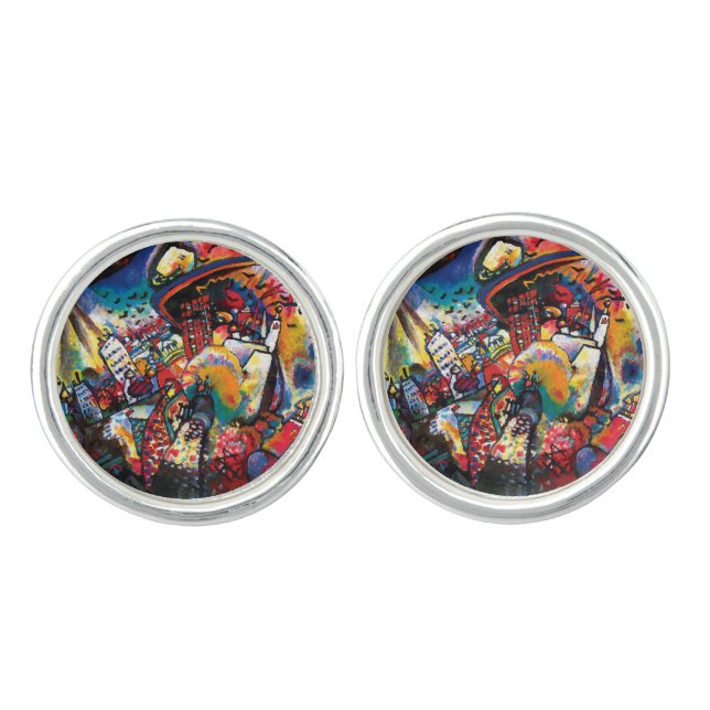 Wassily Kandinsky - Moscow Cityscape Abstract Art Cufflinks (Front)