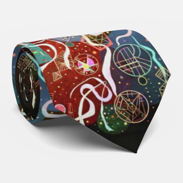 Wassily Kandinsky Movement I Squares Circles Neck Tie (Rolled)