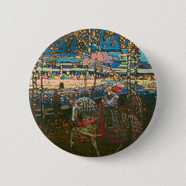 Wassily Kandinsky The Riding Couple Russian Art Button (Front)