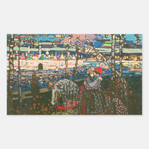 Wassily Kandinsky The Riding Couple Russian Art Rectangular Sticker