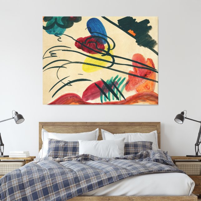 Wassily Kandinsky - With Three Riders (1910)  - Canvas Print (Insitu(Bedroom))