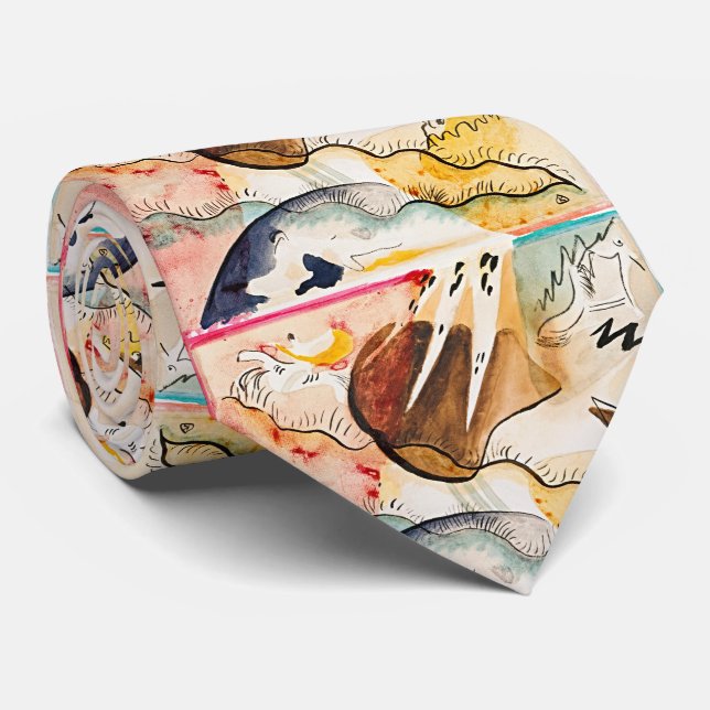 Wassily Kandinsky's Rain Landscape Neck Tie (Rolled)