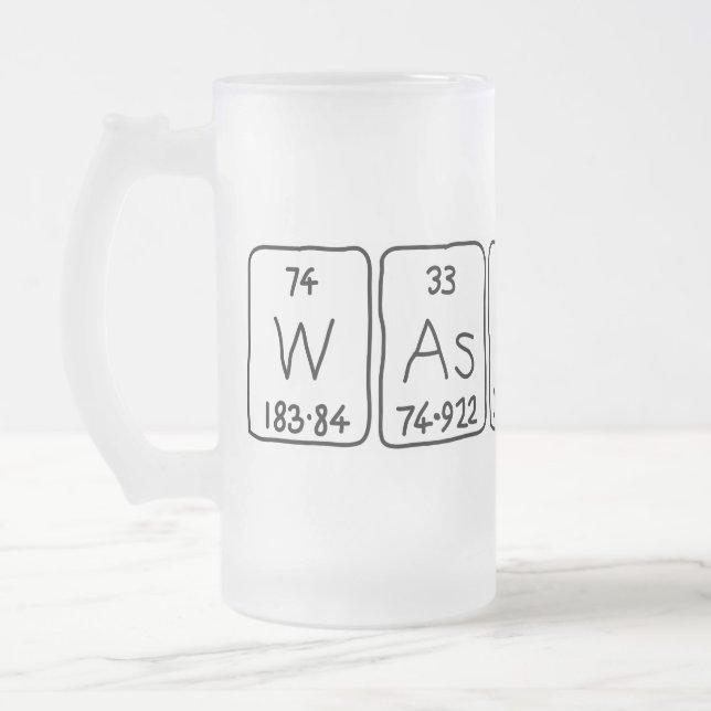 Wassup periodic table word frosty mug (Left)